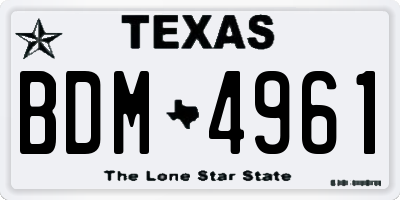 TX license plate BDM4961