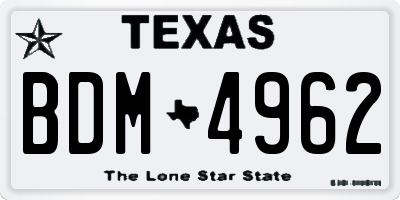 TX license plate BDM4962