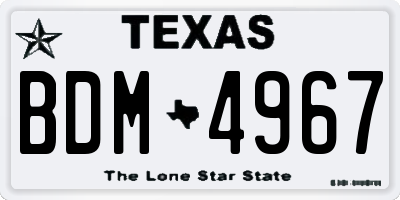TX license plate BDM4967