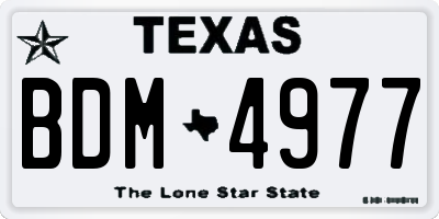 TX license plate BDM4977