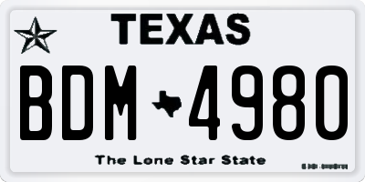 TX license plate BDM4980