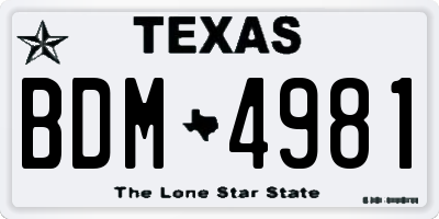TX license plate BDM4981