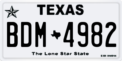 TX license plate BDM4982