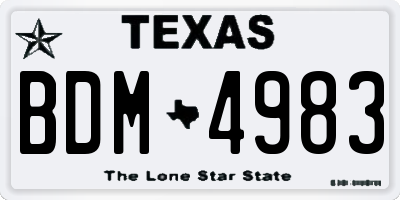 TX license plate BDM4983
