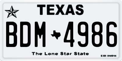TX license plate BDM4986