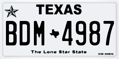 TX license plate BDM4987