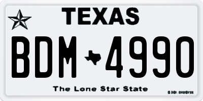 TX license plate BDM4990