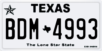 TX license plate BDM4993