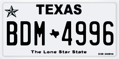 TX license plate BDM4996