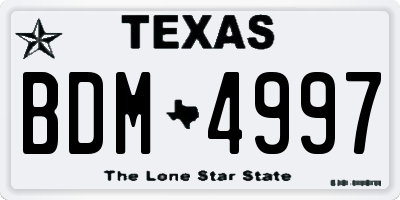 TX license plate BDM4997