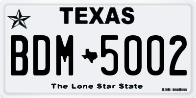 TX license plate BDM5002