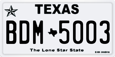 TX license plate BDM5003