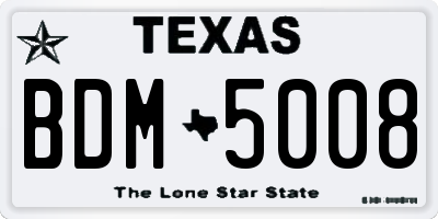 TX license plate BDM5008