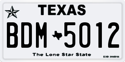 TX license plate BDM5012