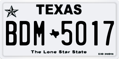 TX license plate BDM5017