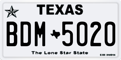 TX license plate BDM5020