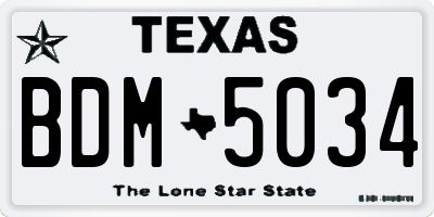 TX license plate BDM5034