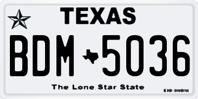 TX license plate BDM5036