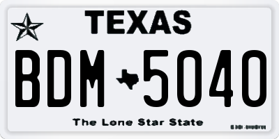 TX license plate BDM5040