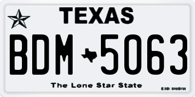 TX license plate BDM5063