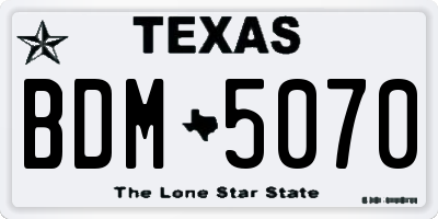 TX license plate BDM5070