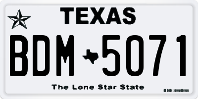 TX license plate BDM5071