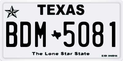 TX license plate BDM5081