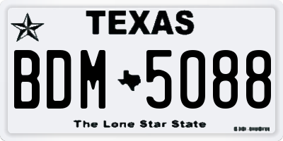 TX license plate BDM5088