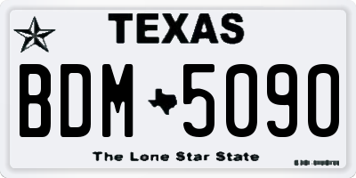 TX license plate BDM5090