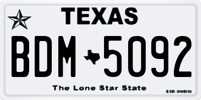 TX license plate BDM5092