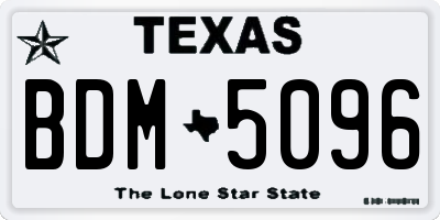 TX license plate BDM5096