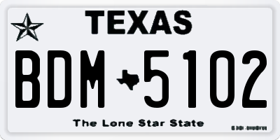 TX license plate BDM5102