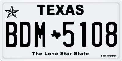 TX license plate BDM5108