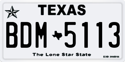 TX license plate BDM5113