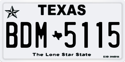 TX license plate BDM5115
