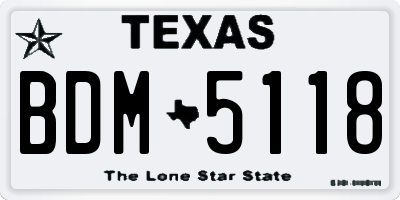 TX license plate BDM5118
