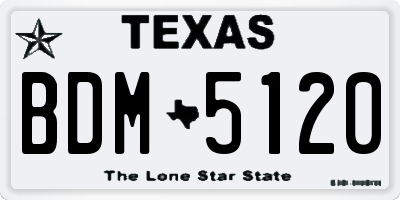 TX license plate BDM5120