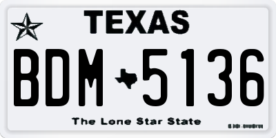 TX license plate BDM5136