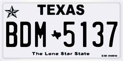TX license plate BDM5137