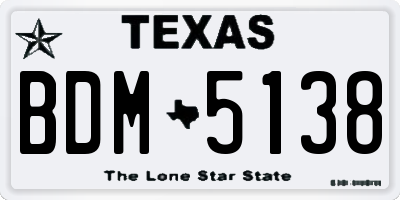 TX license plate BDM5138