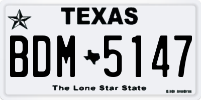 TX license plate BDM5147