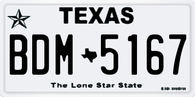 TX license plate BDM5167