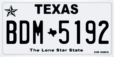 TX license plate BDM5192