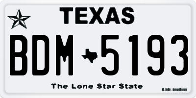 TX license plate BDM5193