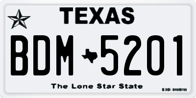 TX license plate BDM5201