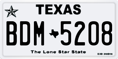 TX license plate BDM5208