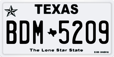 TX license plate BDM5209