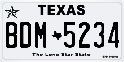TX license plate BDM5234