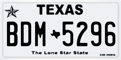 TX license plate BDM5296