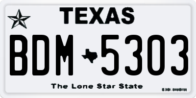 TX license plate BDM5303